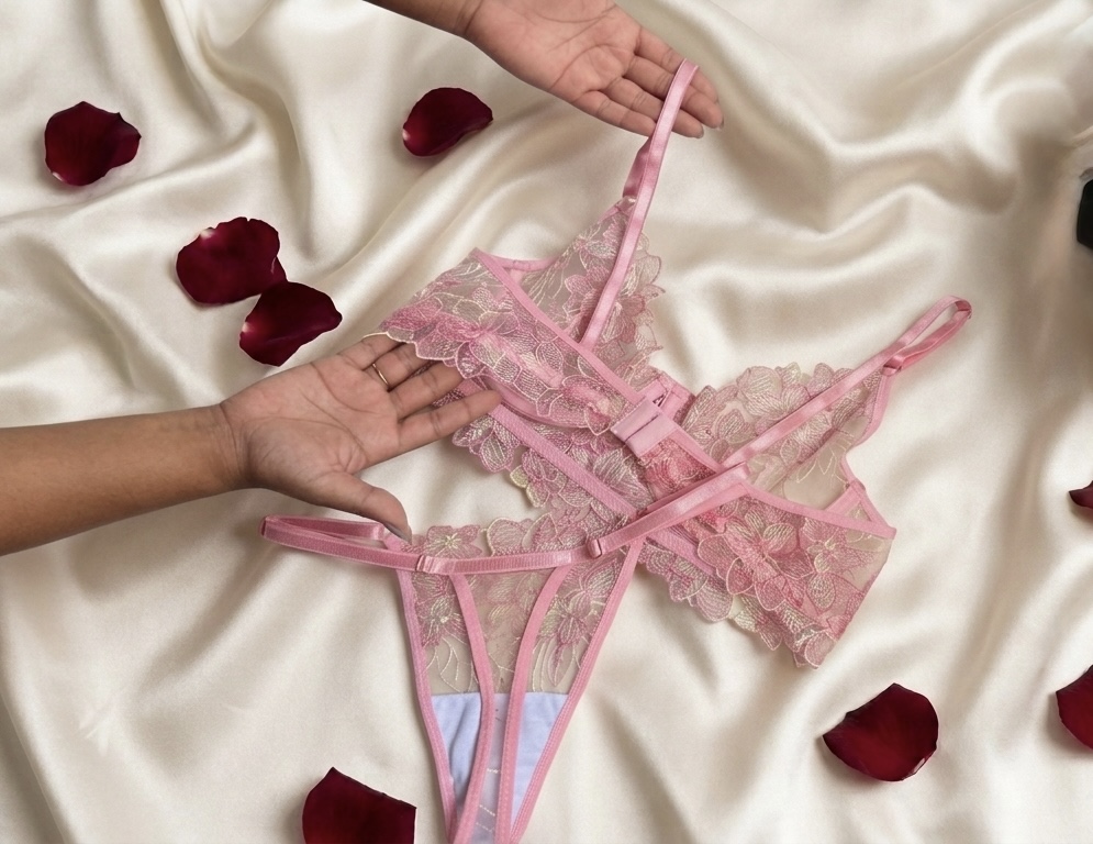 Set de encaje rosa